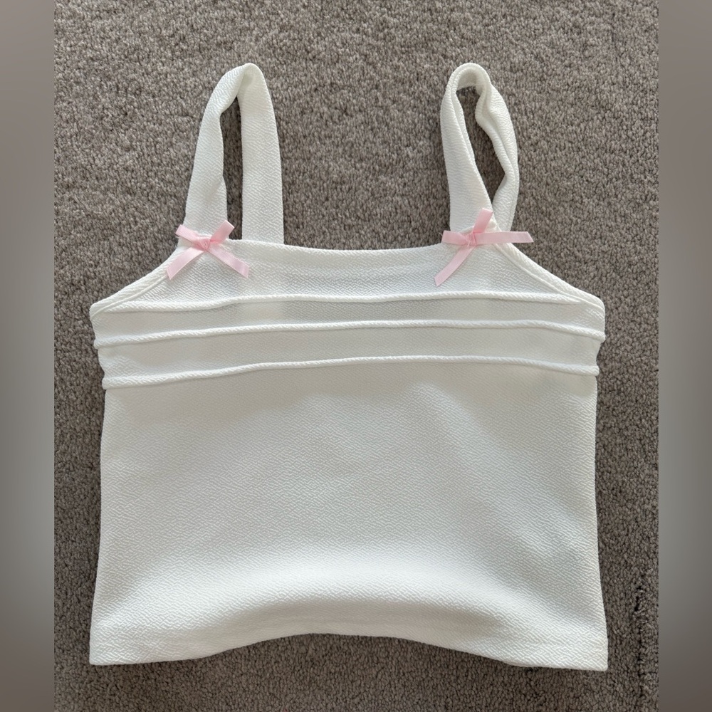 SHEIN White Top with Pink Accents